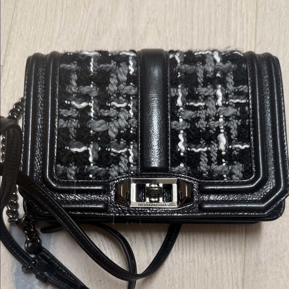 Rebecca Minkoff Black & White Tweed Crossbody Bag